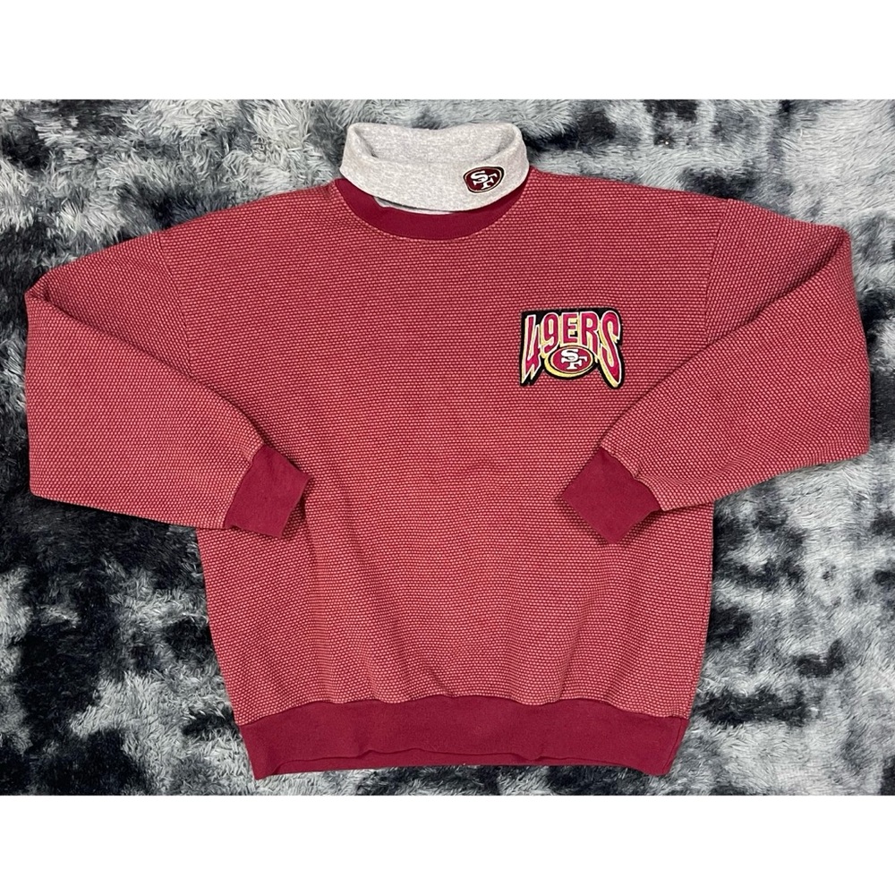 Vintage Majestic San Francisco 49ers Textured Crewneck Pullover Sweater